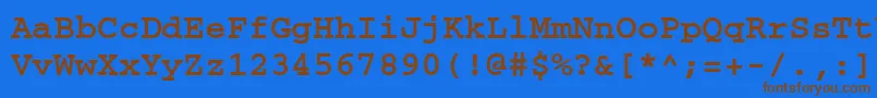 フォントCourierettBold – 茶色の文字が青い背景にあります。