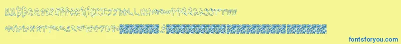 Noses-Schriftart – Blaue Schriften auf gelbem Hintergrund