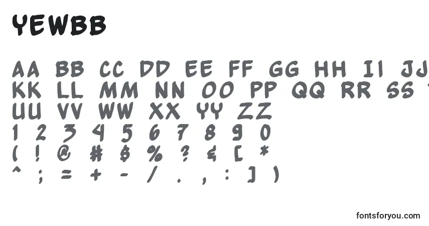Yewbb-fontti – aakkoset, numerot, erikoismerkit