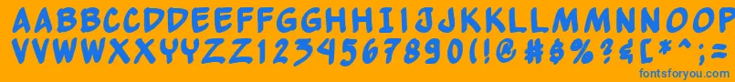 Yewbb Font – Blue Fonts on Orange Background