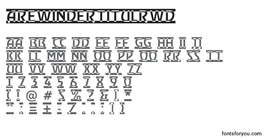 Schriftart ARewindertitulrwd – Alphabet, Zahlen, spezielle Symbole