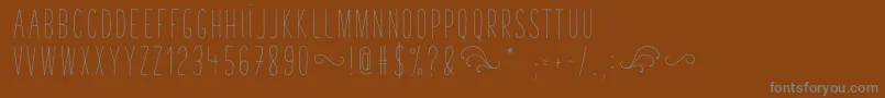 Więcej informacji o czcionce TastyBirdsSans Czcionka TastyBirdsSans – szare czcionki na brązowym tle