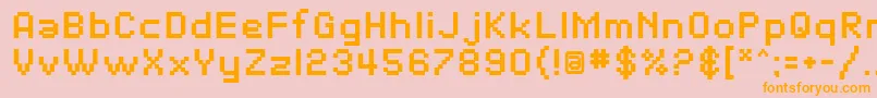 フォントSfPixelateBold – オレンジの文字がピンクの背景にあります。