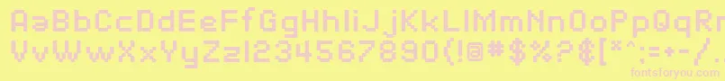 SfPixelateBold-fontti – vaaleanpunaiset fontit keltaisella taustalla