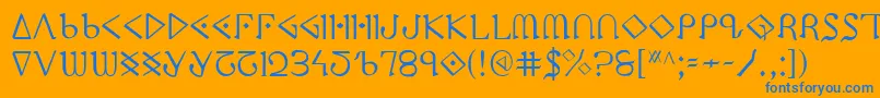 Ppress Font – Blue Fonts on Orange Background