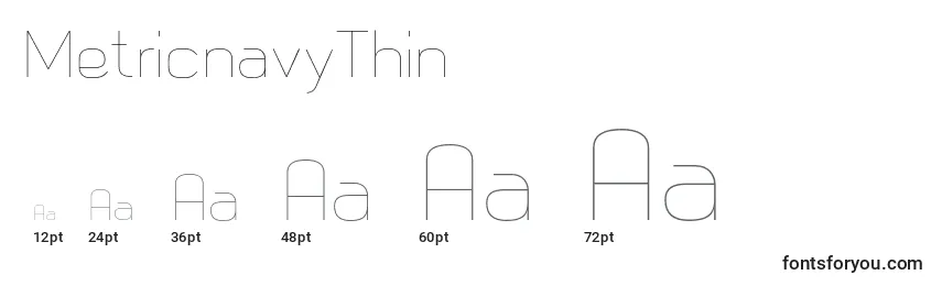 MetricnavyThin Font Sizes