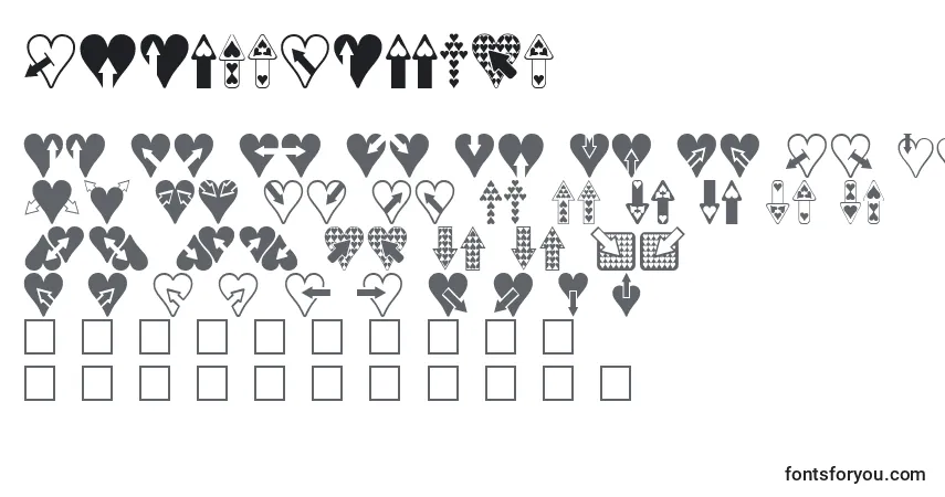 Schriftart Heartsnarrows – Alphabet, Zahlen, spezielle Symbole
