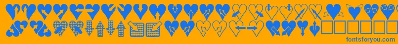 Heartsnarrows-Schriftart – Blaue Schriften auf orangefarbenem Hintergrund