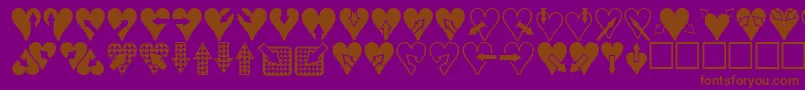 Heartsnarrows-Schriftart – Braune Schriften auf violettem Hintergrund