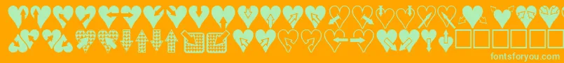 Heartsnarrows-Schriftart – Grüne Schriften auf orangefarbenem Hintergrund