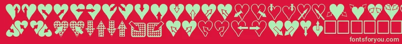 Heartsnarrows Font – Green Fonts on Red Background