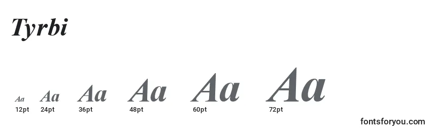 Tyrbi Font Sizes