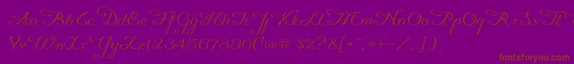 Promocyja096-Schriftart – Braune Schriften auf violettem Hintergrund
