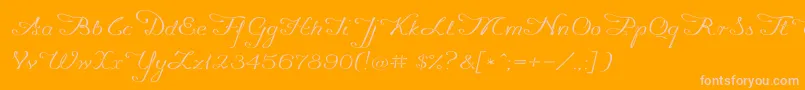 Promocyja096-Schriftart – Rosa Schriften auf orangefarbenem Hintergrund
