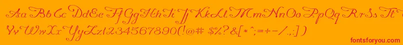 Promocyja096-Schriftart – Rote Schriften auf orangefarbenem Hintergrund