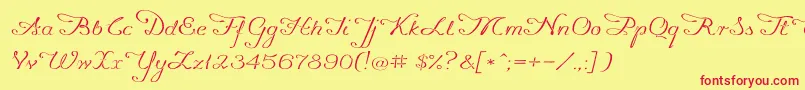 Promocyja096 Font – Red Fonts on Yellow Background