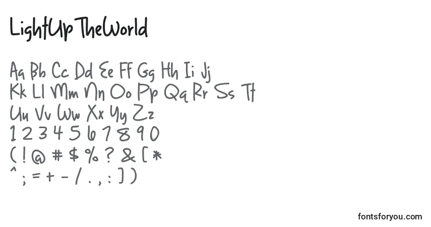 A fonte LightUpTheWorld – alfabeto, números, caracteres especiais
