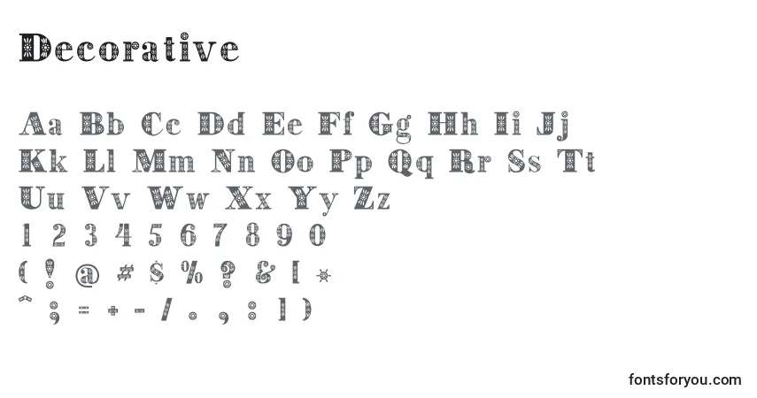 A fonte Decorative (97475) – alfabeto, números, caracteres especiais
