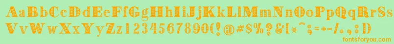 Decorative-Schriftart – Orangefarbene Schriften auf grünem Hintergrund