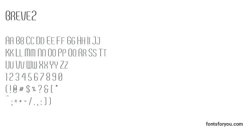 Schriftart Breve2 (97476) – Alphabet, Zahlen, spezielle Symbole