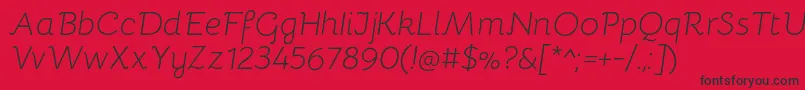 Fonte BellotaLightitalic – fontes pretas em um fundo vermelho