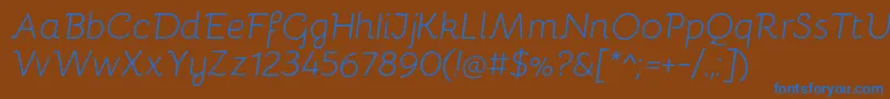 BellotaLightitalic-Schriftart – Blaue Schriften auf braunem Hintergrund
