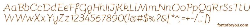 BellotaLightitalic-fontti – ruskeat fontit valkoisella taustalla