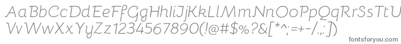 フォントBellotaLightitalic – 白い背景に灰色の文字