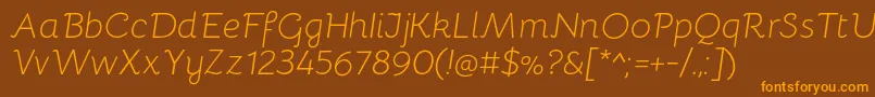 BellotaLightitalic Font – Orange Fonts on Brown Background