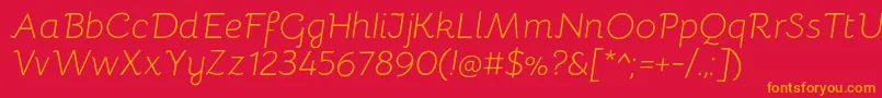 BellotaLightitalic-Schriftart – Orangefarbene Schriften auf rotem Hintergrund