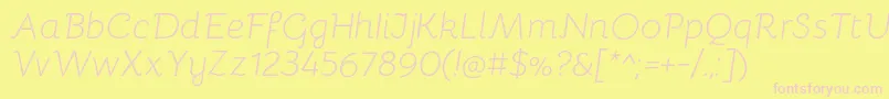 BellotaLightitalic-fontti – vaaleanpunaiset fontit keltaisella taustalla