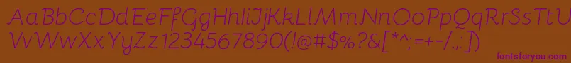 BellotaLightitalic-Schriftart – Violette Schriften auf braunem Hintergrund