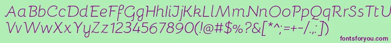 BellotaLightitalic Font – Purple Fonts on Green Background