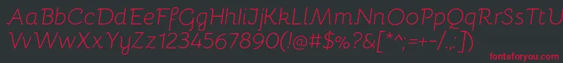 BellotaLightitalic-fontti – punaiset fontit mustalla taustalla