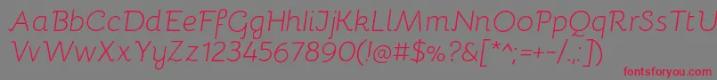 フォントBellotaLightitalic – 赤い文字の灰色の背景