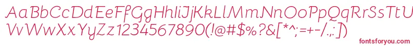 フォントBellotaLightitalic – 白い背景に赤い文字