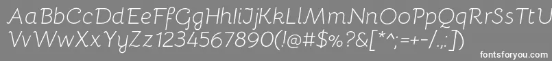 BellotaLightitalic-fontti – valkoiset fontit harmaalla taustalla