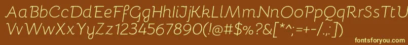 BellotaLightitalic-fontti – keltaiset fontit ruskealla taustalla