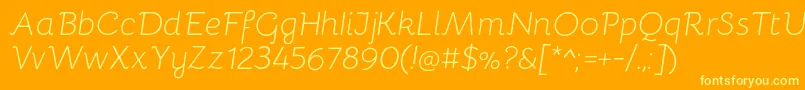 BellotaLightitalic-Schriftart – Gelbe Schriften auf orangefarbenem Hintergrund