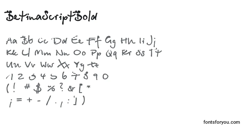 BetinaScriptBold-fontti – aakkoset, numerot, erikoismerkit