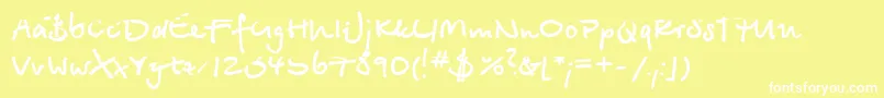 フォントBetinaScriptBold – 黄色い背景に白い文字