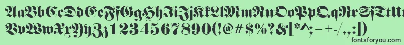 Шрифт Frakturinkjet2Regular – чёрные шрифты на зелёном фоне