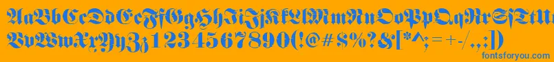 Frakturinkjet2Regular Font – Blue Fonts on Orange Background
