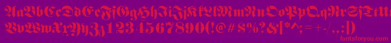 Fonte Frakturinkjet2Regular – fontes vermelhas em um fundo violeta