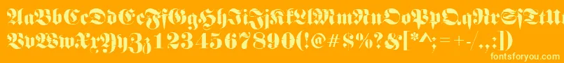 Frakturinkjet2Regular-Schriftart – Gelbe Schriften auf orangefarbenem Hintergrund