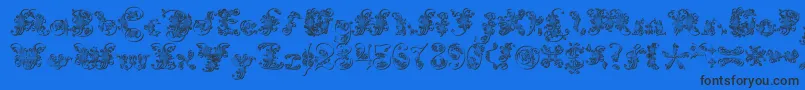 ExtravagantPete3D-Schriftart – Schwarze Schriften auf blauem Hintergrund