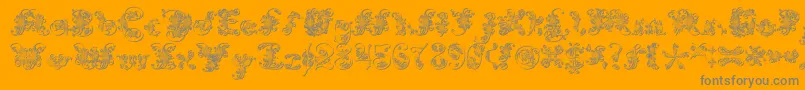 ExtravagantPete3D-Schriftart – Graue Schriften auf orangefarbenem Hintergrund