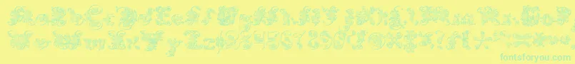 ExtravagantPete3D Font – Green Fonts on Yellow Background