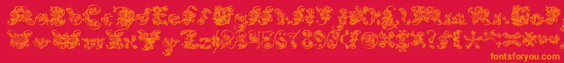 ExtravagantPete3D-Schriftart – Orangefarbene Schriften auf rotem Hintergrund