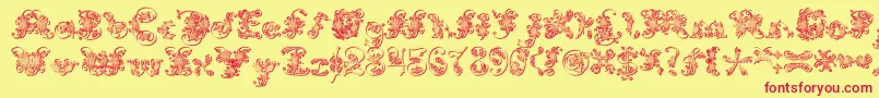 ExtravagantPete3D-Schriftart – Rote Schriften auf gelbem Hintergrund